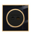 شبکه کلید و پریز ویرا آلفا کلاسیک مشکی طلایی (گلس)