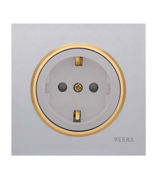 برق ارت کلید و پریز ویرا آلفا کلاسیک نقره ای طلایی (مات)