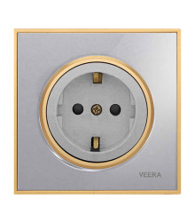پریز برق کلید و پریز ویرا آلفا کلاسیک نقره ای طلایی (گلس)