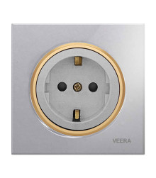 برق ارت کلید و پریز ویرا آلفا اسپرت نقره ای طلایی (گلس)