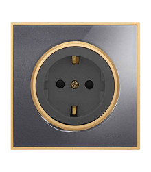 برق ارت کلید و پریز ویرا آلفا کلاسیک نوک مدادی طلایی (گلس)