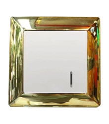 کلید پریز ایران الیزه(متال طلایی براق با قاب میانی سفید)