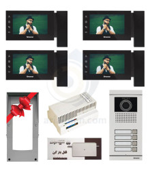 پکیج کامل آیفون تصویری 4 واحدی سیماران HS-76TKM مشکی