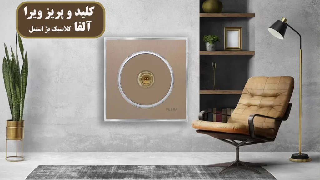 کلید-و-پریز-ویرا-آلفا-کلاسیک-بژ-استیل